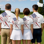 American Flag Golf Polo Shirt Personalized White Golf Clubs Attire, Team Golf Outfit