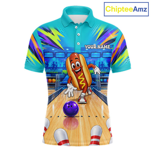 Personalized Hot Dog Bowling Shirt Custom Team Bowling Jersey Funny Bowler Gifts