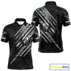 Custom Blue Scratch Pattern Billiard 8 Ball Pool Shirt Billiard Team Polo Quarter-Zip Jersey
