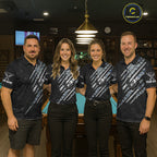 Custom Blue Scratch Pattern Billiard 8 Ball Pool Shirt Billiard Team Polo Quarter-Zip Jersey