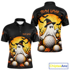 Custom Halloween Golf Polo Shirt Personalized Spooky Ghost Golfer Halloween Golf Jersey