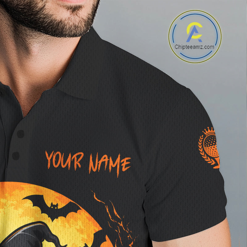 Custom Halloween Golf Polo Shirt Personalized Spooky Ghost Golfer Halloween Golf Jersey