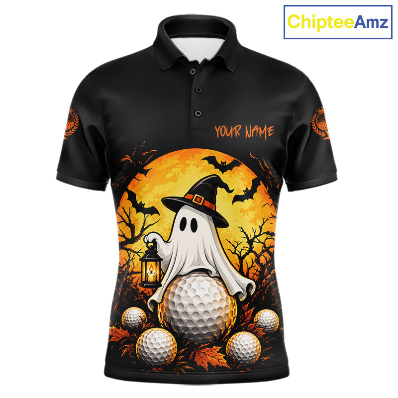 Custom Halloween Golf Polo Shirt Personalized Spooky Ghost Golfer Halloween Golf Jersey