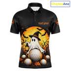Custom Halloween Golf Polo Shirt Personalized Spooky Ghost Golfer Halloween Golf Jersey