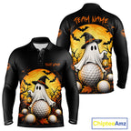 Custom Halloween Golf Polo Shirt Personalized Spooky Ghost Golfer Halloween Golf Jersey