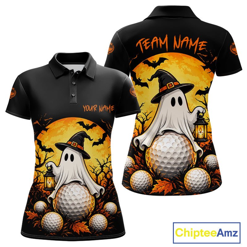 Custom Halloween Golf Polo Shirt Personalized Spooky Ghost Golfer Halloween Golf Jersey