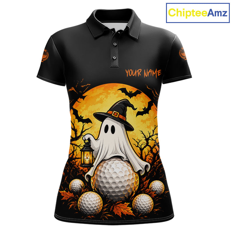Custom Halloween Golf Polo Shirt Personalized Spooky Ghost Golfer Halloween Golf Jersey