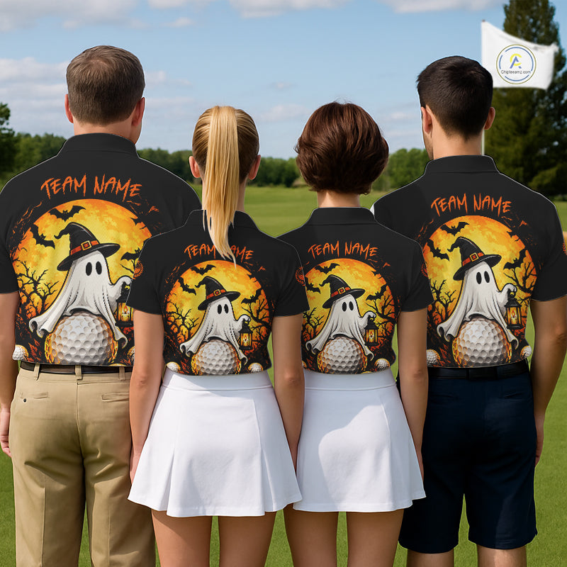 Custom Halloween Golf Polo Shirt Personalized Spooky Ghost Golfer Halloween Golf Jersey