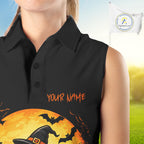 Custom Halloween Golf Sleeveless Polo Shirt Personalized Spooky Ghost Golfer Halloween Golf Jersey