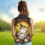 Custom Halloween Golf Sleeveless Polo Shirt Personalized Spooky Ghost Golfer Halloween Golf Jersey