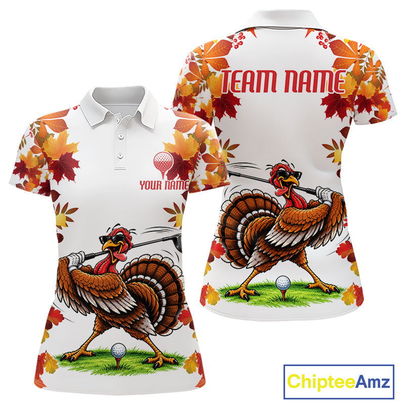 Funny Turkey Golf Polo Shirts Custom Thanksgiving Golf Outfits, Unique Golf Gifts