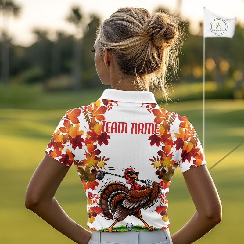 Funny Turkey Golf Polo Shirts Custom Thanksgiving Golf Outfits, Unique Golf Gifts