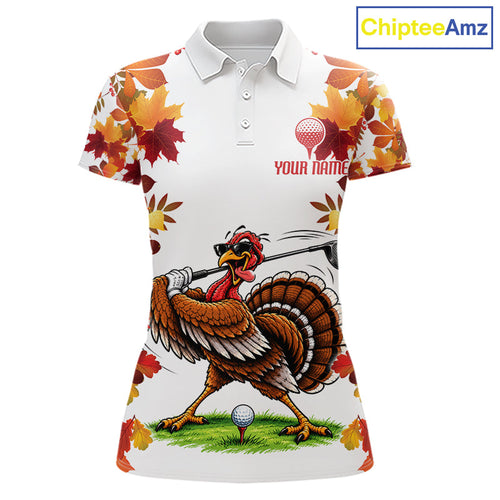 Funny Turkey Golf Polo Shirts Custom Thanksgiving Golf Outfits, Unique Golf Gifts