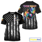 Patriotic Pickleball Shirt Custom US Flag Team Jersey Colorful Watercolor Pickleball Paddle Jersey