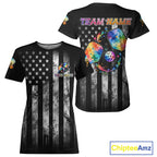 Patriotic Pickleball Shirt Custom US Flag Team Jersey Colorful Watercolor Pickleball Paddle Jersey