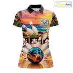 Sunset Beach Bowling Polo Quarter Zip Shirts Custom Bowling Team Jerseys