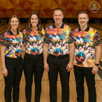 Sunset Beach Bowling Polo Quarter Zip Shirts Custom Bowling Team Jerseys
