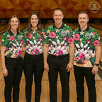 Monstera Floral Flower Bowling Polo Quarter Zip Shirts Custom Bowling Team Jerseys