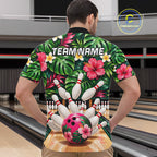 Monstera Floral Flower Bowling Polo Quarter Zip Shirts Custom Bowling Team Jerseys