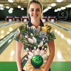 Forest Green Bowling Polo Quarter Zip Shirts Custom Bowling Team Jerseys