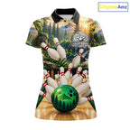 Forest Green Bowling Polo Quarter Zip Shirts Custom Bowling Team Jerseys