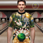 Forest Green Bowling Polo Quarter Zip Shirts Custom Bowling Team Jerseys
