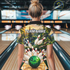 Forest Green Bowling Polo Quarter Zip Shirts Custom Bowling Team Jerseys