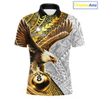 White And Gold Tribal Pattern Billiard Jersey Custom Eagle 8 Ball Billiard Team Shirts