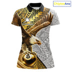 White And Gold Tribal Pattern Billiard Jersey Custom Eagle 8 Ball Billiard Team Shirts