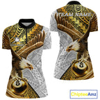 White And Gold Tribal Pattern Billiard Jersey Custom Eagle 8 Ball Billiard Team Shirts