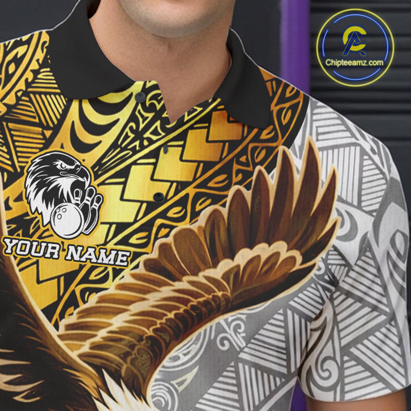 White And Gold Tribal Pattern Billiard Jersey Custom Eagle 8 Ball Billiard Team Shirts
