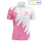White & Pink Bowling Ball Pattern Bowling Shirt Custom Polo & Quarter-Zip Bowling Team Jersey