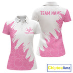 White & Pink Bowling Ball Pattern Bowling Shirt Custom Polo & Quarter-Zip Bowling Team Jersey