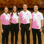 White & Pink Bowling Ball Pattern Bowling Shirt Custom Polo & Quarter-Zip Bowling Team Jersey
