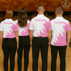 White & Pink Bowling Ball Pattern Bowling Shirt Custom Polo & Quarter-Zip Bowling Team Jersey