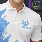 White & Blue Bowling Ball Pattern Bowling Shirt Custom Polo & Quarter-Zip Bowling Team Jersey