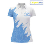 White & Blue Bowling Ball Pattern Bowling Shirt Custom Polo & Quarter-Zip Bowling Team Jersey