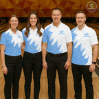 White & Blue Bowling Ball Pattern Bowling Shirt Custom Polo & Quarter-Zip Bowling Team Jersey