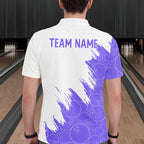 White & Purple Bowling Ball Pattern Bowling Shirt Custom Polo & Quarter-Zip Bowling Team Jersey