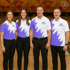 White & Purple Bowling Ball Pattern Bowling Shirt Custom Polo & Quarter-Zip Bowling Team Jersey