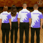White & Purple Bowling Ball Pattern Bowling Shirt Custom Polo & Quarter-Zip Bowling Team Jersey
