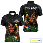Funny Turkey Jumping With Beer Halloween Pool Billiard Shirt Custom Halloween Billiard Jersey