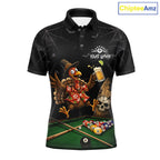 Funny Turkey Jumping With Beer Halloween Pool Billiard Shirt Custom Halloween Billiard Jersey