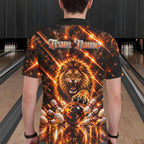 Fire Lion Bowling Shirt Custom Lion Thunder Bowler Polo 1/4-Zip Jersey Bowling Team League