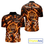 Fire Lion Bowling Shirt Custom Lion Thunder Bowler Polo 1/4-Zip Jersey Bowling Team League