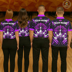 Custom Black And Blue Neon Bowling Polo 1/4-Zip Crosshair Bowler Jersey Bowling League