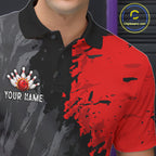 American Flag Grey And Red Grunge Bowling Shirt Custom Patriotic Bowling Team Jerseys