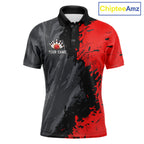 American Flag Grey And Red Grunge Bowling Shirt Custom Patriotic Bowling Team Jerseys
