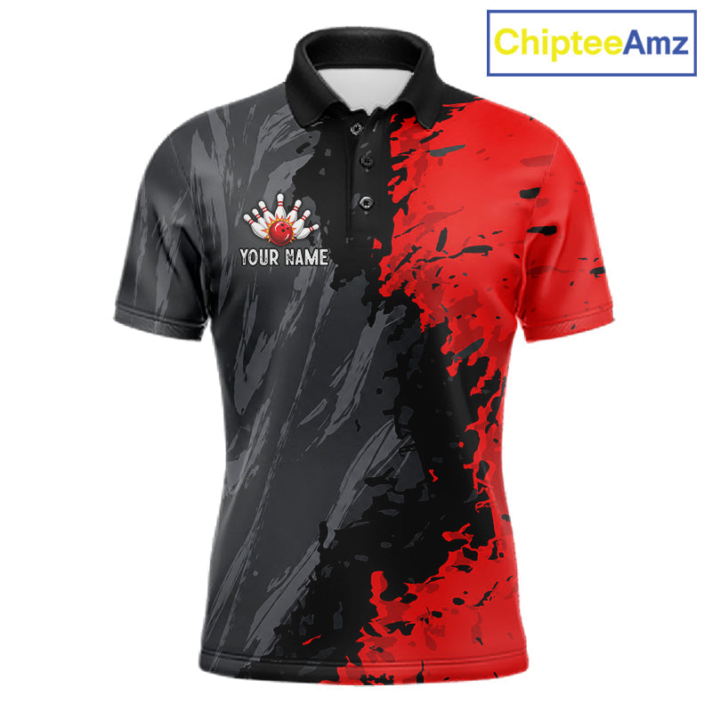 American Flag Grey And Red Grunge Bowling Shirt Custom Patriotic Bowling Team Jerseys