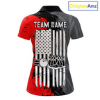 American Flag Grey And Red Grunge Bowling Shirt Custom Patriotic Bowling Team Jerseys